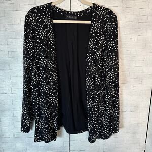 Grace the perfect top cardigan open front waterfall black cream print plus size